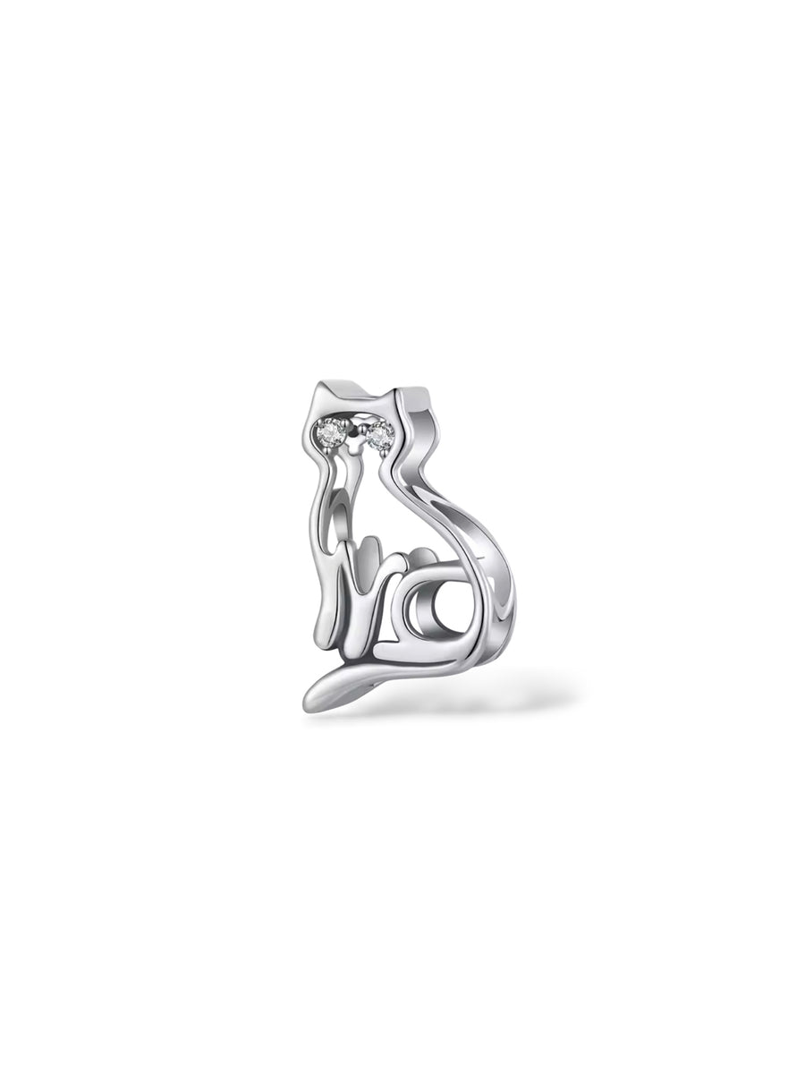 Charm de gato en plata compatible con pulseras Pandora