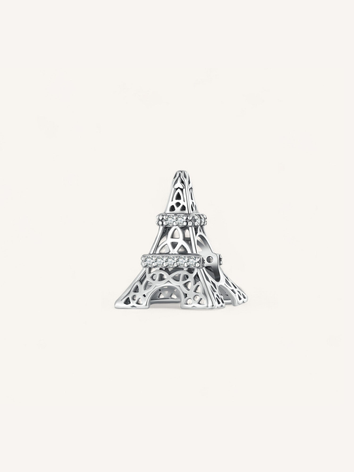 Charm Torre Eiffel de plata de ley con detalles de circonitas compatible con pulsera Pandora.