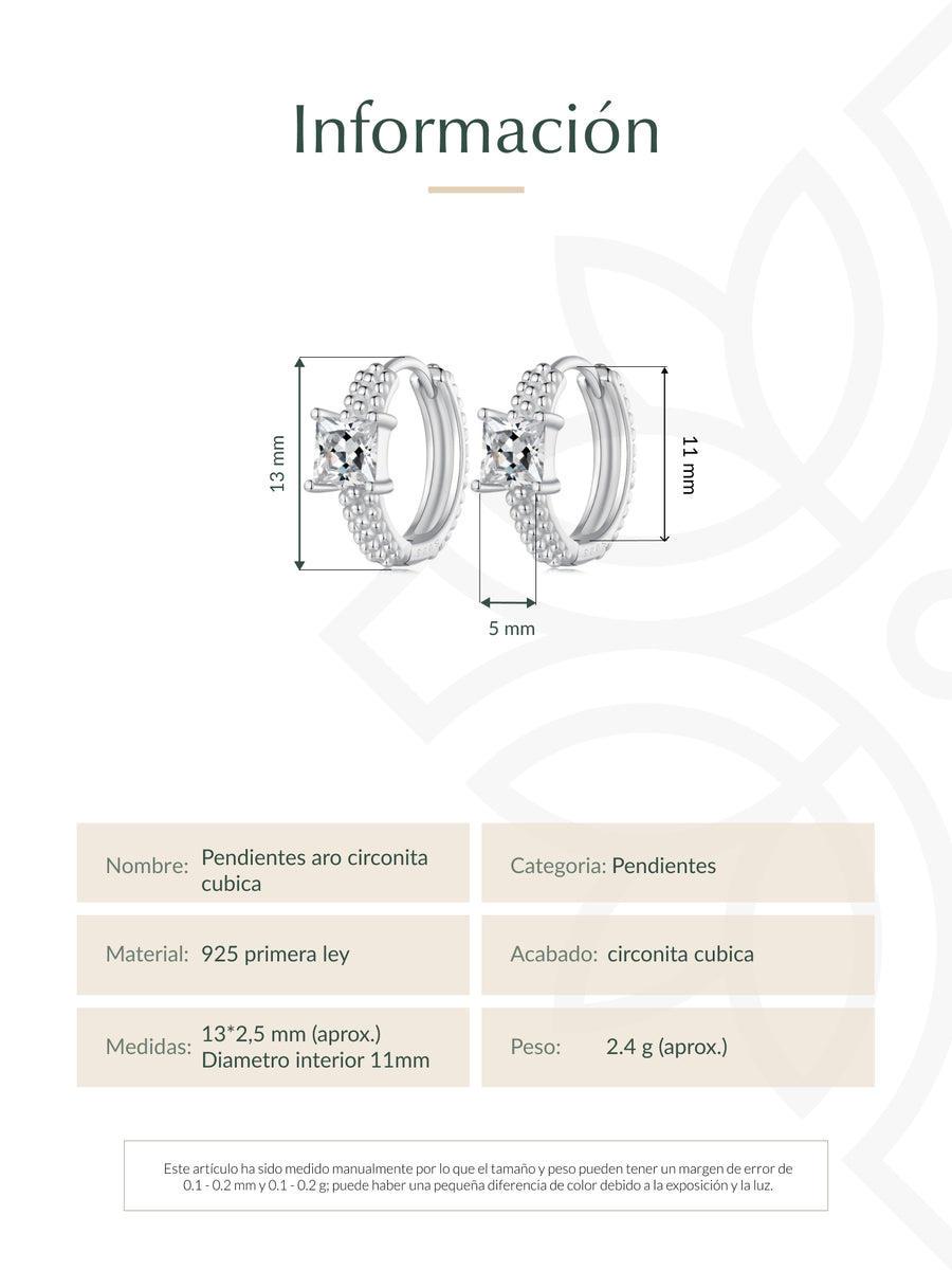 Pendientes aro circonita cubica