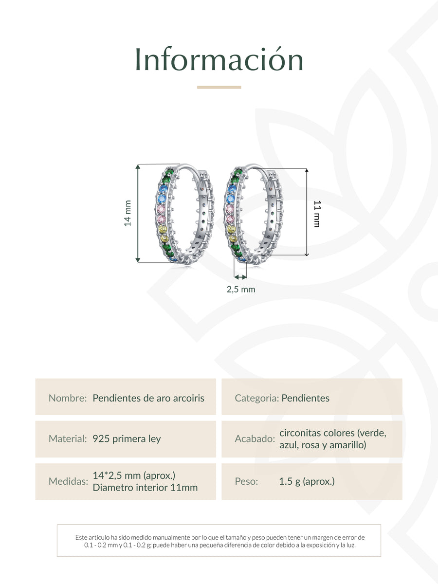 Pendientes de aro arcoiris